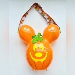 🧡 🎃 Disney Parks Mickey Mouse Balloon Pumpkin Popcorn Bucket w/ Strap Halloween